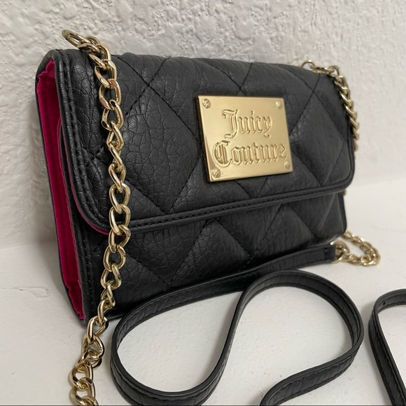Juicy Couture 🌹 Black Quilted Wallet Crossbody with Adjustable Chain Strap - Picture 3 of 9